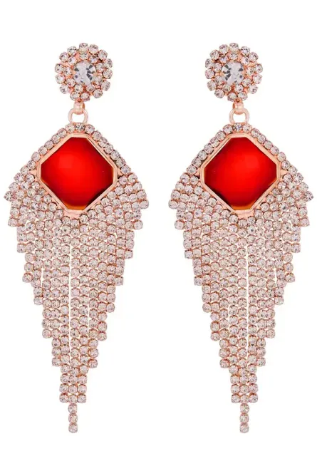 71 - Red Radiance Waterfall Earrings - Image 1