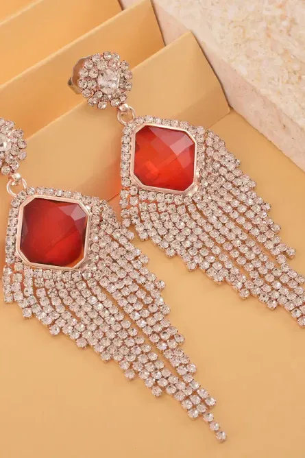 71 - Red Radiance Waterfall Earrings - Image 4