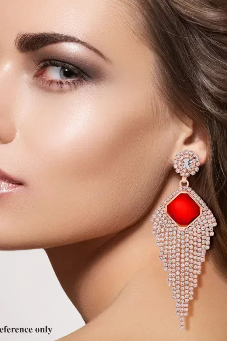 71 - Red Radiance Waterfall Earrings - Image 3