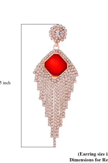 71 - Red Radiance Waterfall Earrings - Image 2