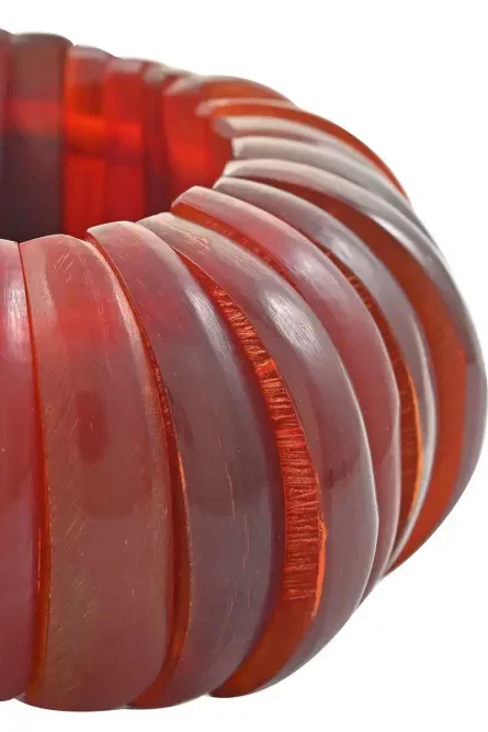 30 -  Sculpted Red Buffalo Horn Stretch Bracelet - Image 4