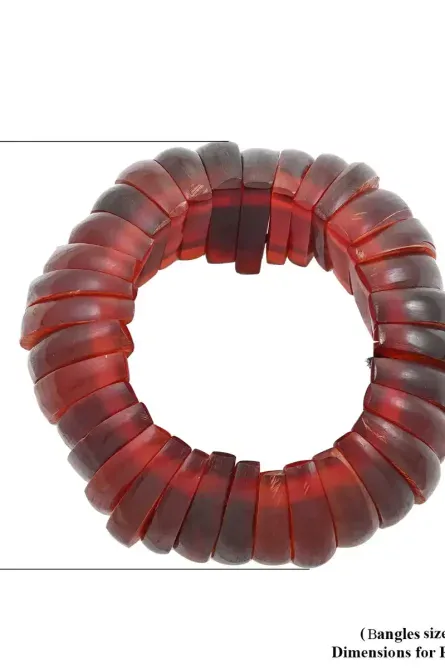 30 -  Sculpted Red Buffalo Horn Stretch Bracelet - Image 2