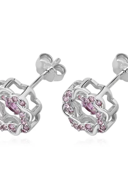 73 - Pink Knot Simulated Diamond Stud Earrings - Image 3