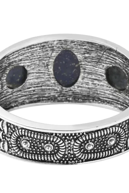 39 - Lapis Lazuli Three-Stone Bangle Bracelet - Image 7