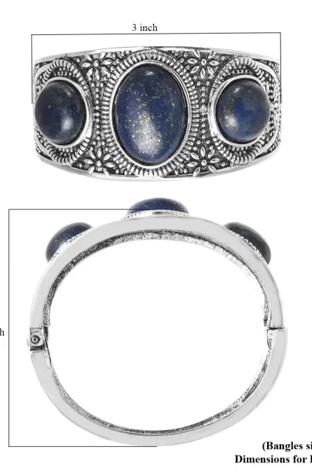 39 - Lapis Lazuli Three-Stone Bangle Bracelet - Image 6