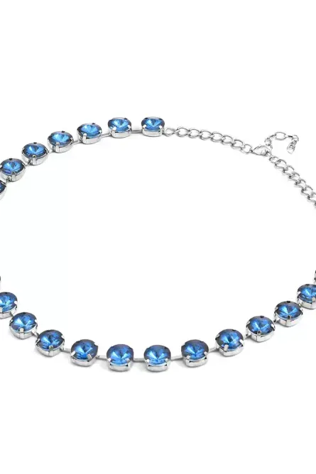 24 - Blue Glass Tennis Necklace in Silvertone - Image 2
