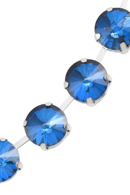 24 - Blue Glass Tennis Necklace in Silvertone - Image 4