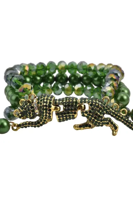 372 - Jungle Majesty Multi-Row Leopard Charm Bracelet - Image 1