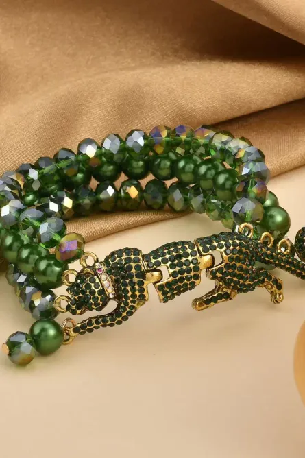 372 - Jungle Majesty Multi-Row Leopard Charm Bracelet - Image 2