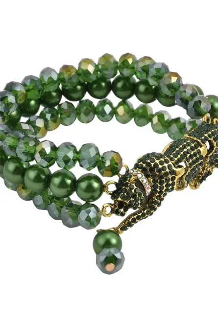 372 - Jungle Majesty Multi-Row Leopard Charm Bracelet - Image 4