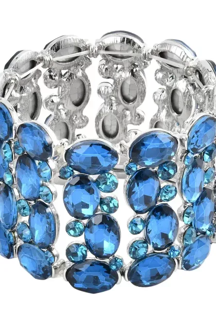 382 - Blue Mirage Crystal Stretch Bracelet - Image 1