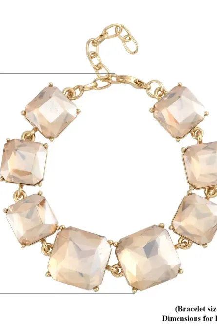 325 -  Champagne Dream Faceted Glass Bracelet – Goldtone - Image 2