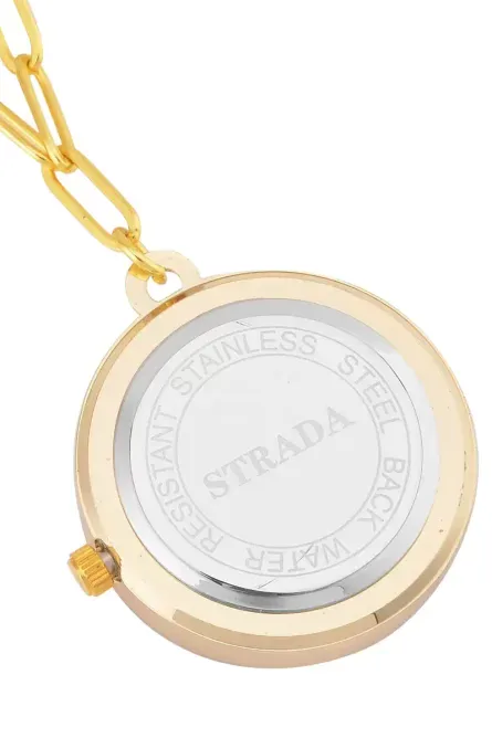 Strada Crystal Pendant Watch Necklace – Purple & Gold - Image 4