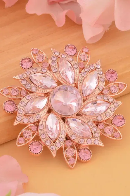 Pink Austrian Crystal Floral Belt Buckle - Image 2