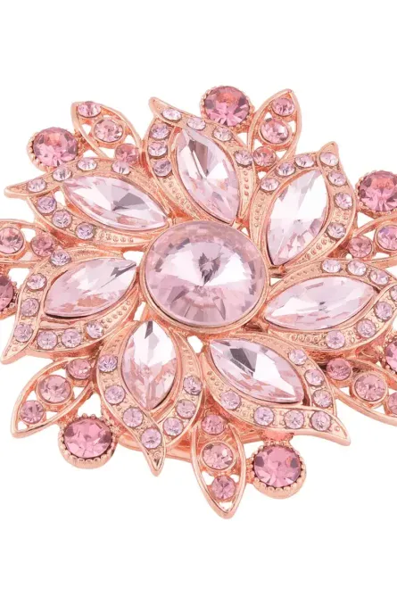 Pink Austrian Crystal Floral Belt Buckle - Image 1