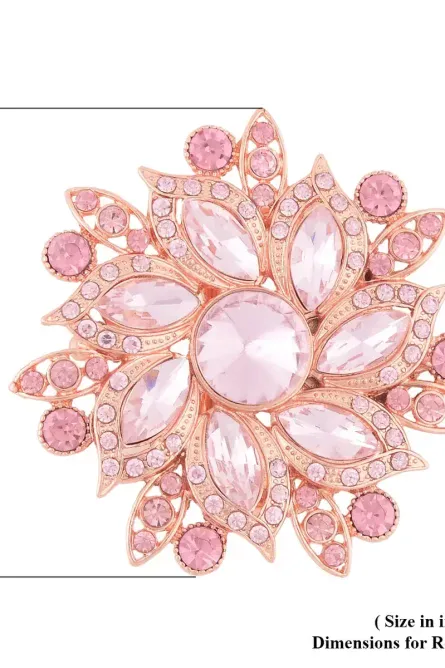 Pink Austrian Crystal Floral Belt Buckle - Image 3
