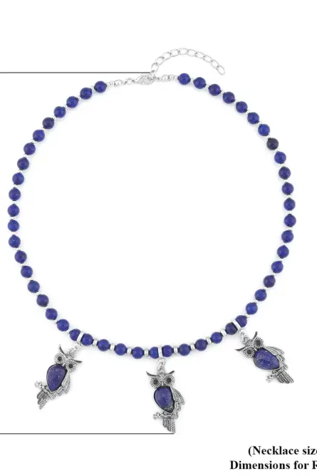 24 - Genuine Lapis Lazuli Owl Charm Necklace - Image 5