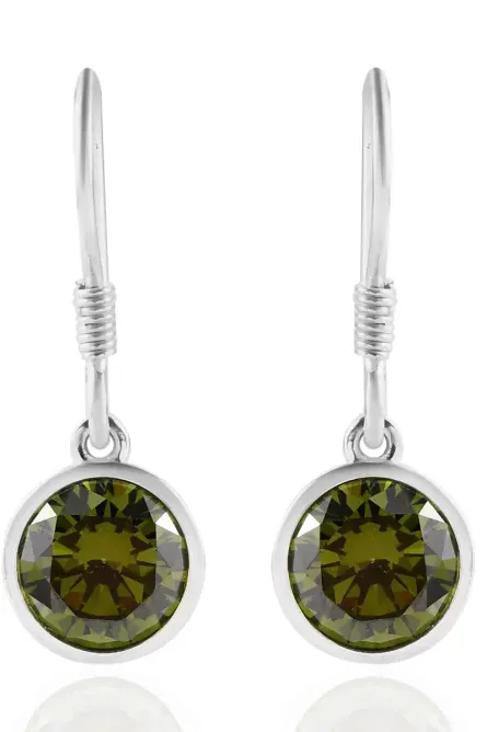 82 - Simulated Peridot Solitaire Dangle Earrings - Image 5