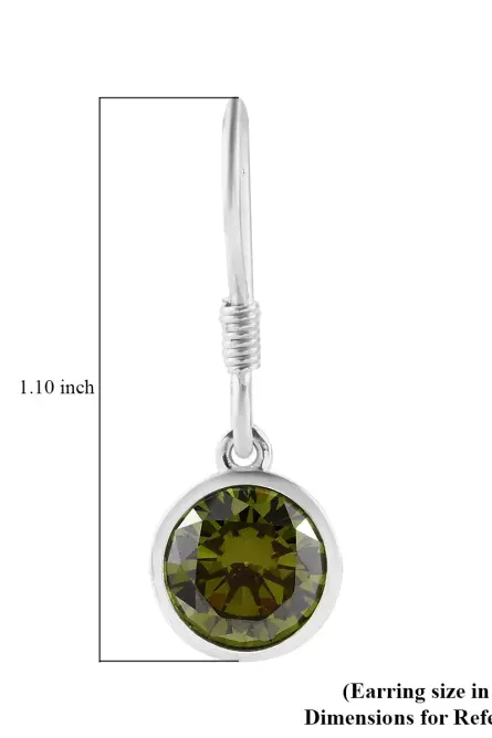 82 - Simulated Peridot Solitaire Dangle Earrings - Image 4