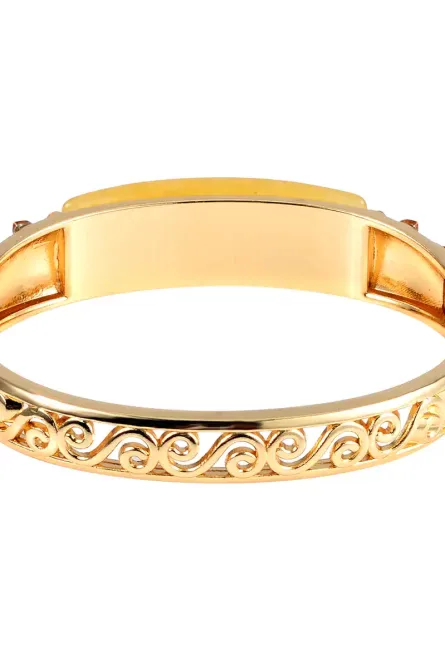 32 -   Golden Bloom Aventurine & Crystal Hinged Bangle – Goldtone - Image 5