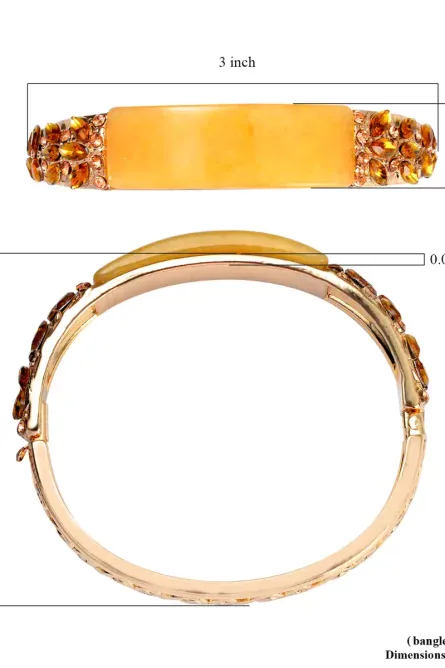 32 -   Golden Bloom Aventurine & Crystal Hinged Bangle – Goldtone - Image 6