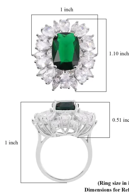 56 - Emerald Radiance Halo Ring – Simulated Green & White Diamond - Image 4