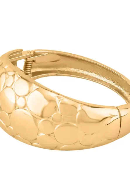 32 -  “Golden Echo” Sculpted Dome Bangle Bracelet - Image 3