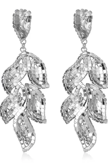 70 - Blue Cascade Leaf Crystal Dangle Earrings - Image 5