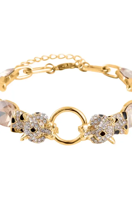 37 - Champagne Panther Crystal Bracelet – Goldtone - Image 1