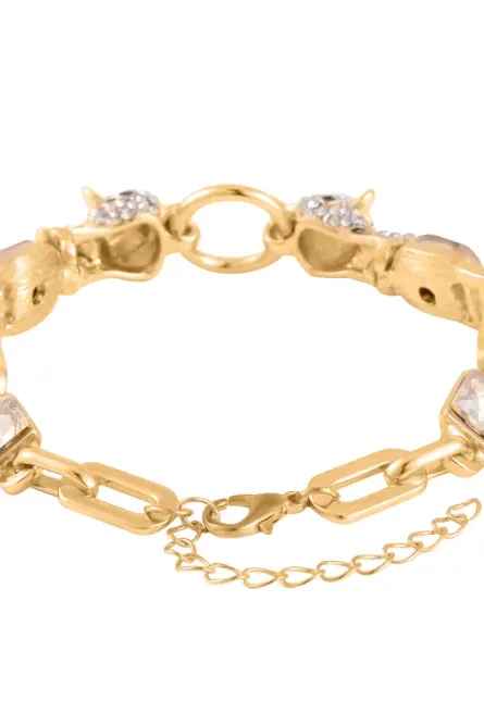 37 - Champagne Panther Crystal Bracelet – Goldtone - Image 2