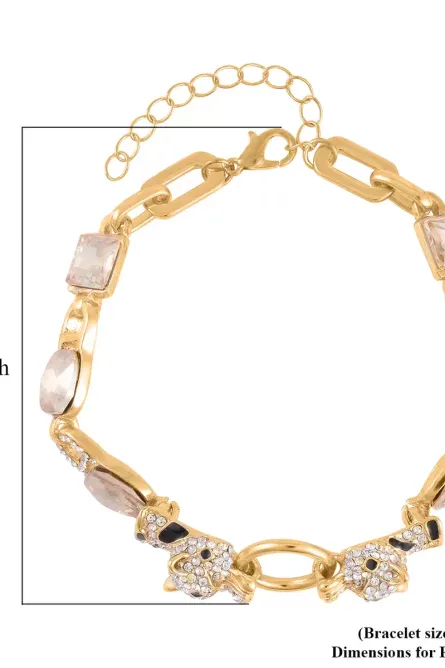 37 - Champagne Panther Crystal Bracelet – Goldtone - Image 4