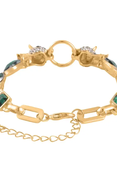 37 - Emerald Panther Power Bracelet – Green Glass & Austrian Crystal - Image 3