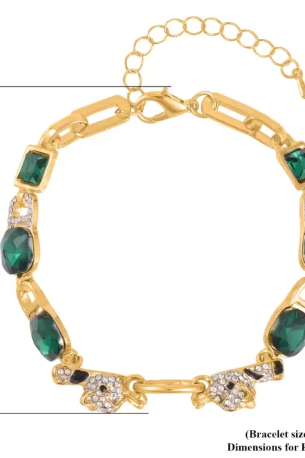 37 - Emerald Panther Power Bracelet – Green Glass & Austrian Crystal - Image 4