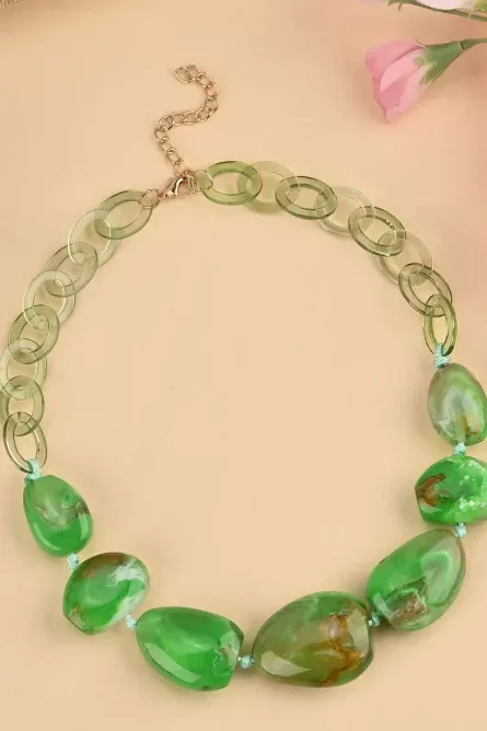 23 - Green Resin Statement Necklace - Image 2