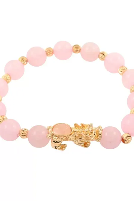 378 - Blush Fortune Pink Quartz Pixiu Bracelet - Image 1
