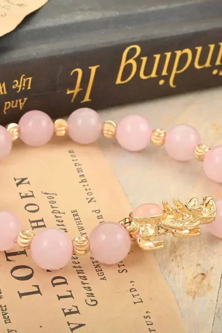 378 - Blush Fortune Pink Quartz Pixiu Bracelet - Image 4