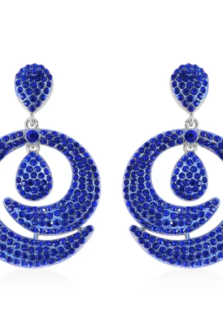 7 - Blue Siren Crystal Statement Dangle Earrings - Image 1