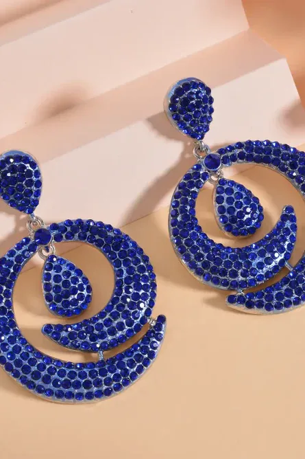 7 - Blue Siren Crystal Statement Dangle Earrings - Image 2