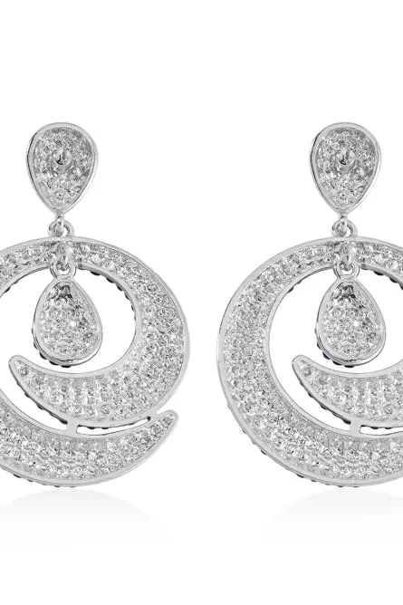 7 - Blue Siren Crystal Statement Dangle Earrings - Image 5