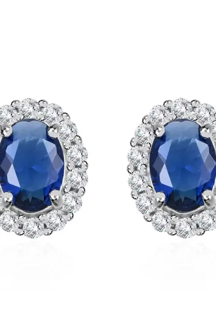 73 - Royal Blue Halo Stud Earrings - Image 1