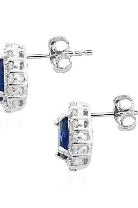 73 - Royal Blue Halo Stud Earrings - Image 5