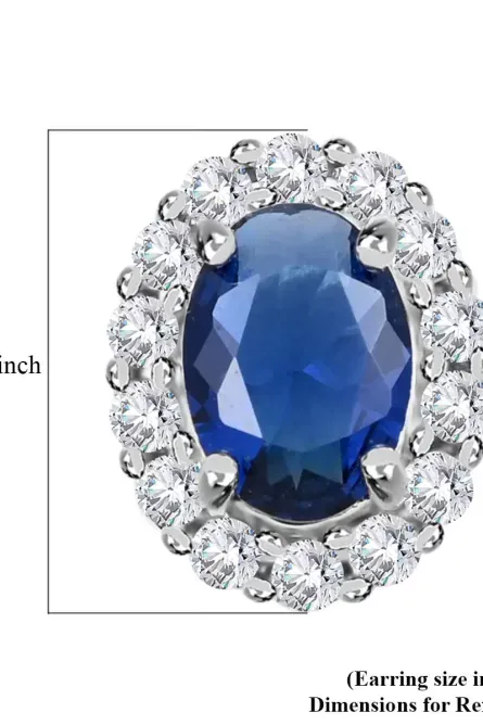 73 - Royal Blue Halo Stud Earrings - Image 2