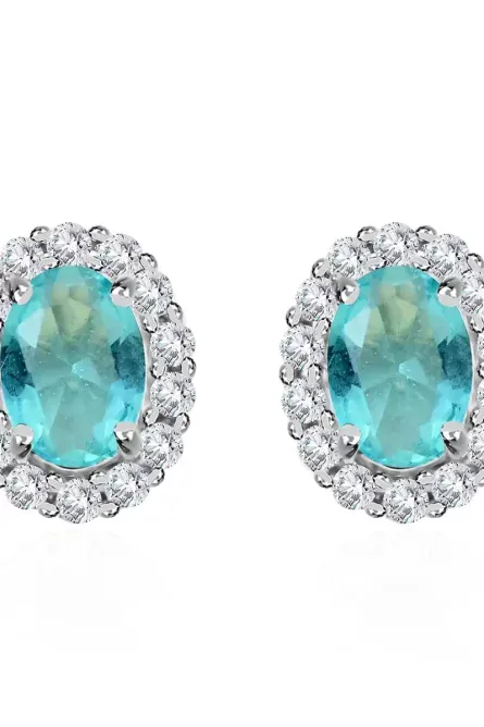 73 - Sky Luxe Oval Halo Stud Earrings - Image 1