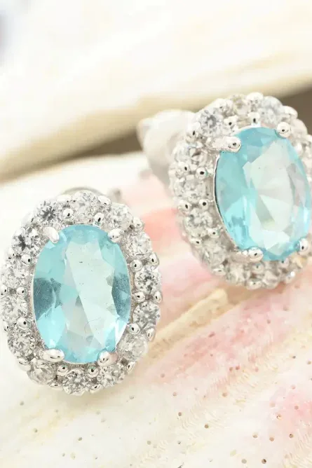 73 - Sky Luxe Oval Halo Stud Earrings - Image 2