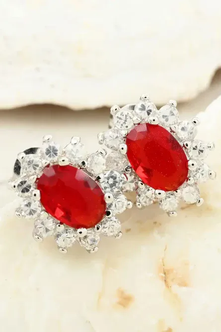 73 - Radiant Rouge Sunburst Stud Earrings - Image 2
