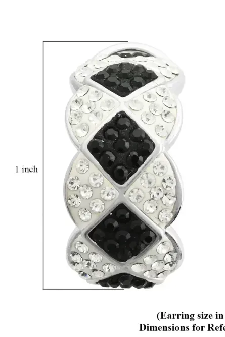 74 - Black & White Elegance Sterling Silver Crystal Hoop - Image 5