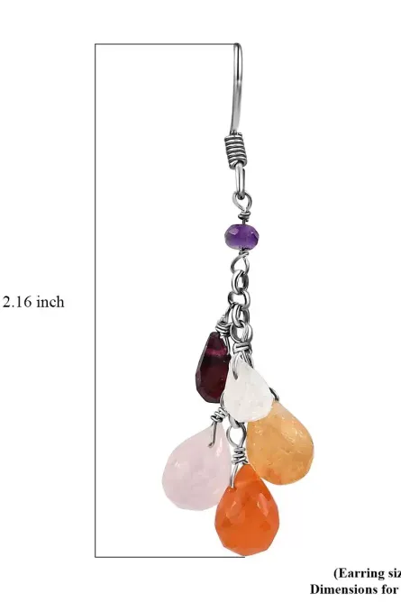 75 - Rainbow Harmony Multi-Gemstone Dangle Earrings - Image 2