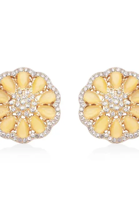 76 - Golden Bloom Floral Stud Earrings - Image 1