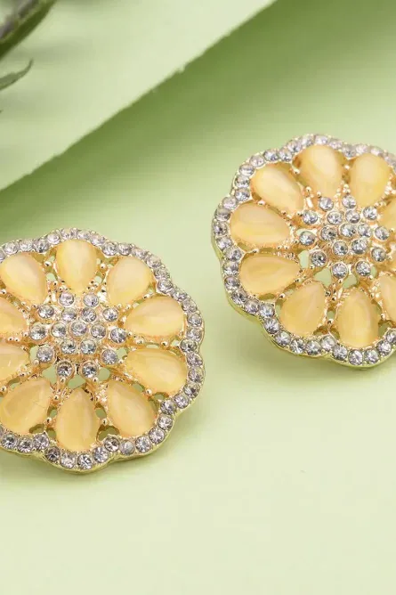 76 - Golden Bloom Floral Stud Earrings - Image 2