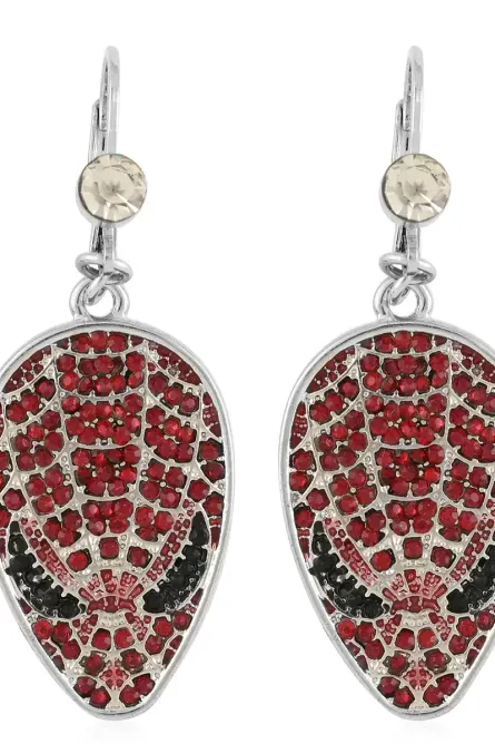 81 - Crimson Web Teardrop Statement Earrings - Image 1
